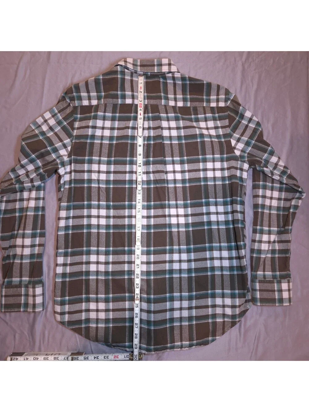 Banana Republic Men's Large Brown Green Plaid Flannel Button Shirt
